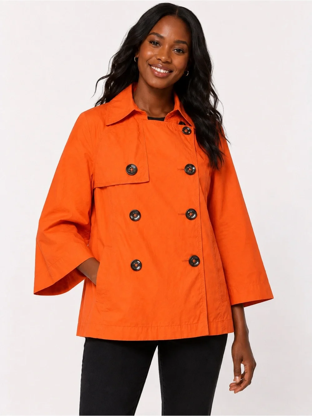 Michael Kors Women’s Orange Double Breasted Trench Jacket Coat XS